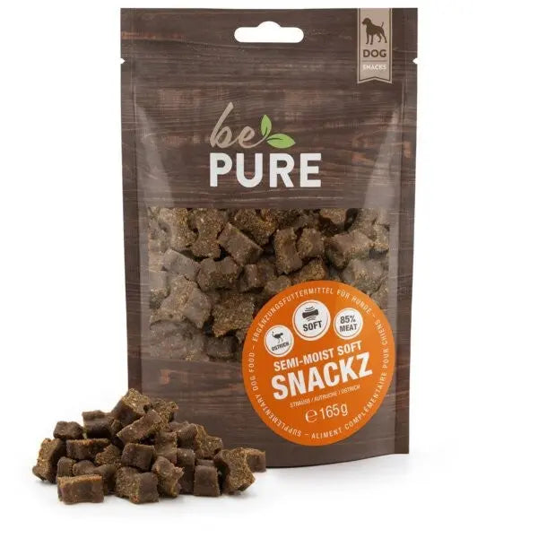 bePure Semi-Moist Soft Snackz mit Strauss für Hunde (165g) bePure
