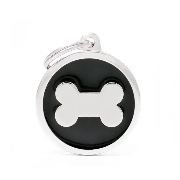 Big Circle Bone ID Tag für Hunde in schwarz MyFamily