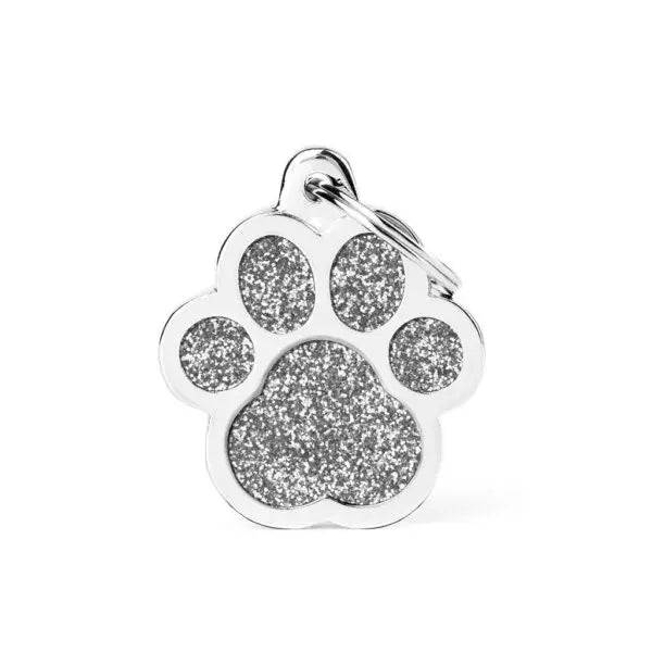 Big Paw Glitter ID Tag für Hunde in grau MyFamily