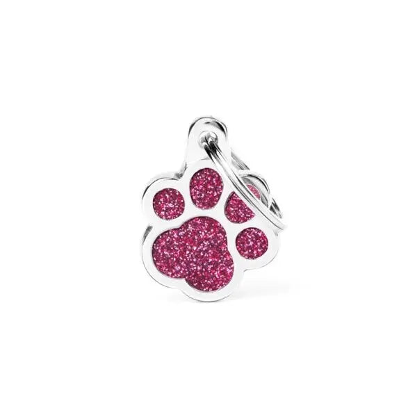 Paw Glitter ID Tag für Hunde in pink MyFamily