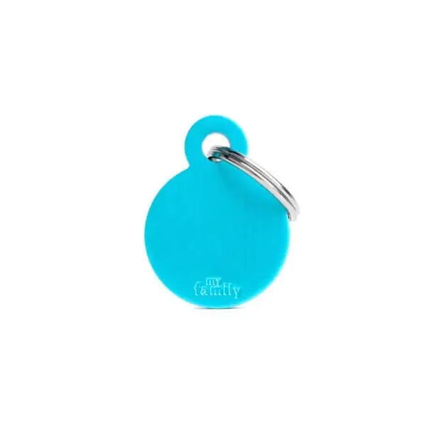 Round Aluminium ID Tag für Hunde in Hellblau MyFamily