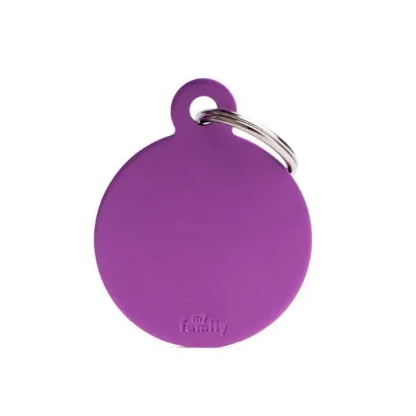 Big Round Aluminium ID Tag für Hunde in lila MyFamily