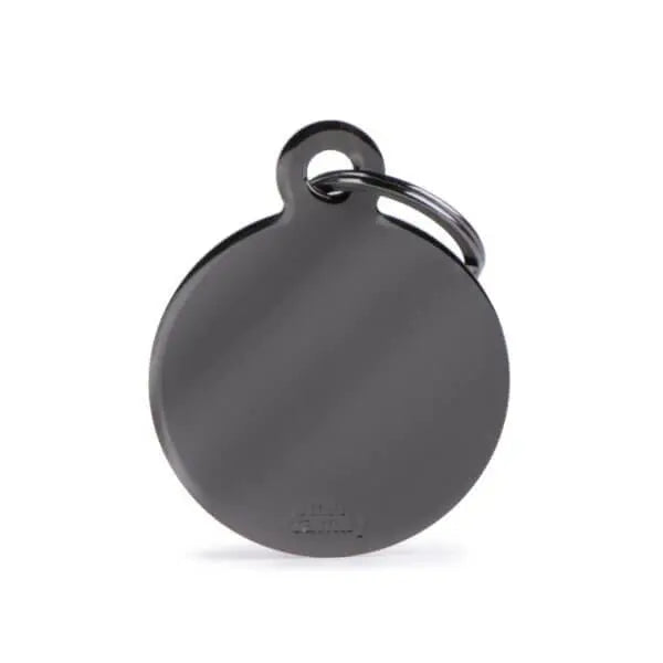 Round Black Brass ID Tag für Hunde in schwarz MyFamily