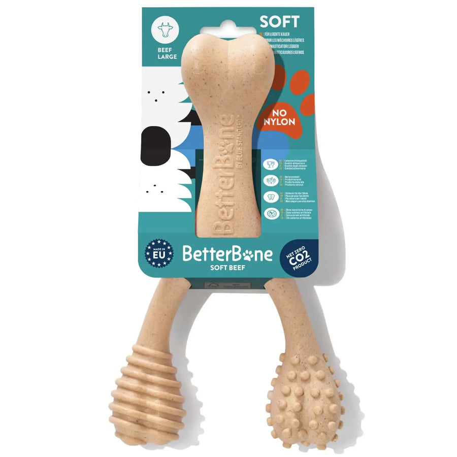BetterBone Hundespielzeug zum Kauen - Large / Light / Beef (LLB) Kauknochen Hund -  Nylon- & GMO-frei auf Zellulosebasis - Kauspielzeug splitterfrei & hypoallergen BetterBone
