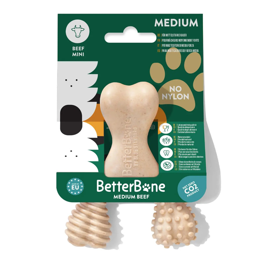 BetterBone Hundespielzeug zum Kauen - Mini / Moderate / Beef (MMB) Kauknochen Hund -  Nylon- & GMO-frei auf Zellulosebasis - Kauspielzeug splitterfrei & hypoallergen BetterBone