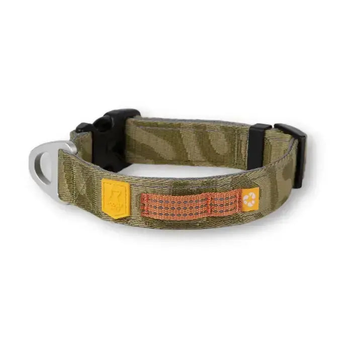 Hundehalsband "Roam" recycelt (RPET), Grün, geriffelt Woolly Wolf