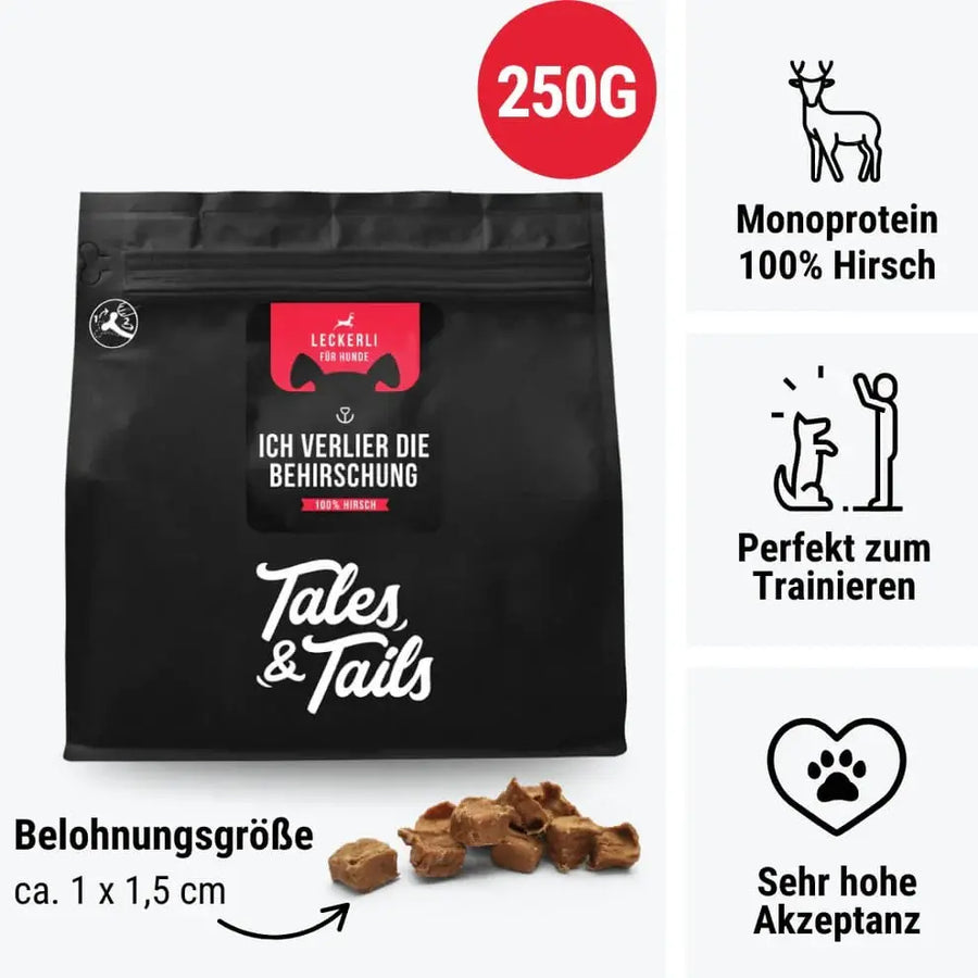 Ich verlier die BeHIRSCHung - Trainingsleckerli 100% Hirsch - 250g Tales & Tails